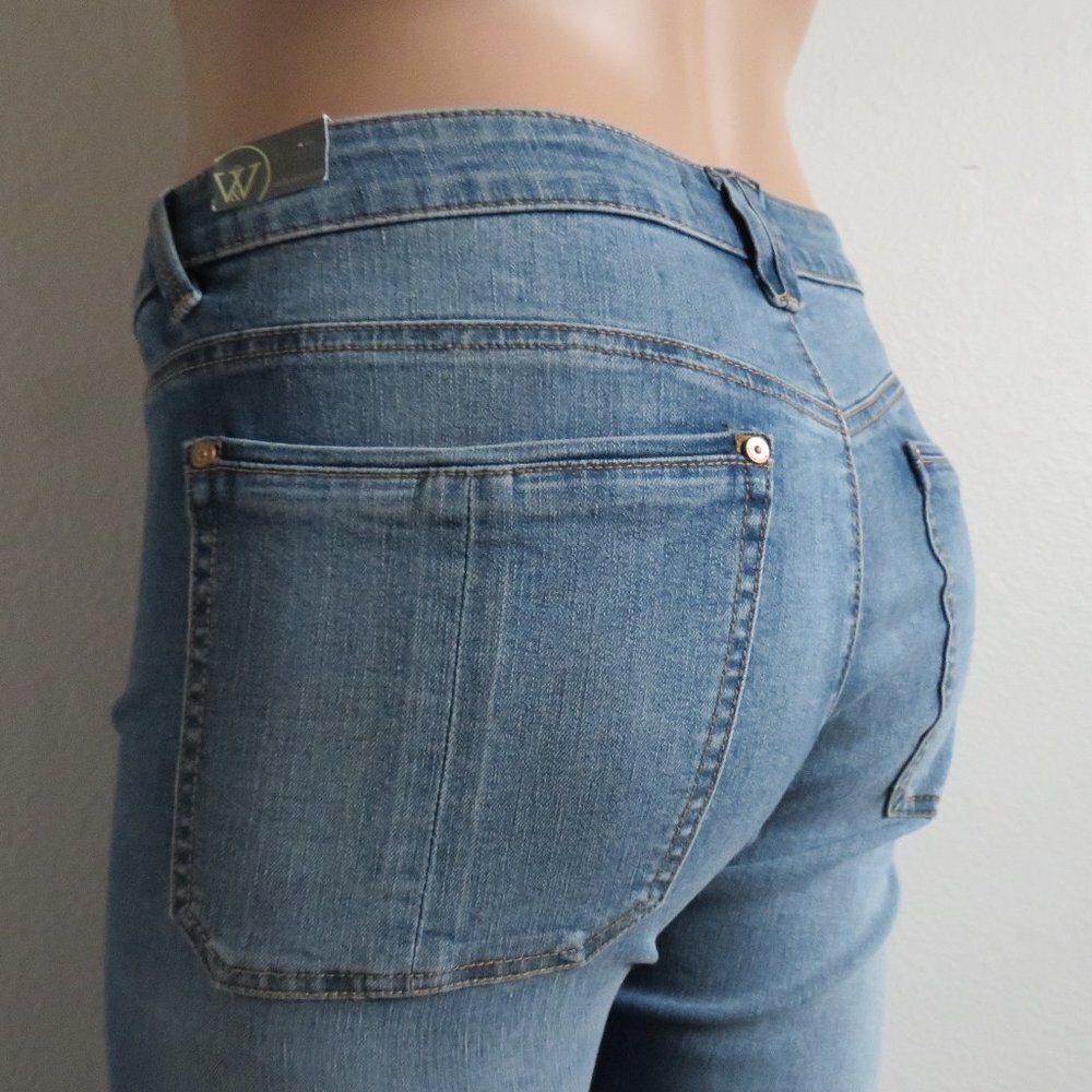 Wit & Wisdom Jeans Women's DISTRESSED Cropped Blue Denim Plus Size 24 NWT - Picture 1 of 3